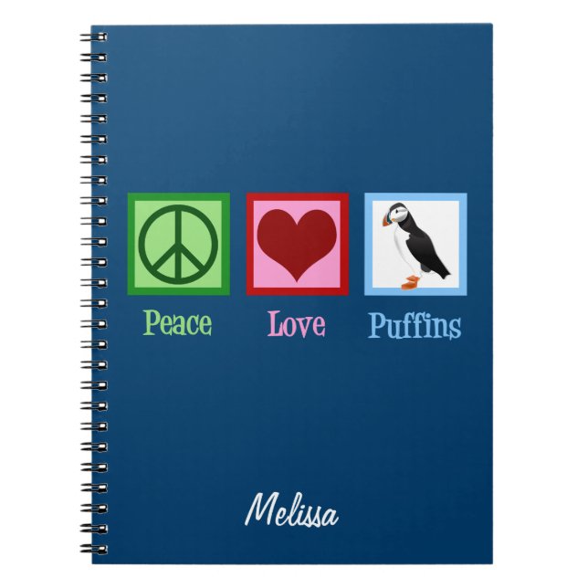 Caderno Espiral Puffins do Amor pela Paz (Frente)