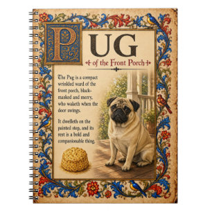Caderno Espiral Pug, Arte Medieval de Bestiário