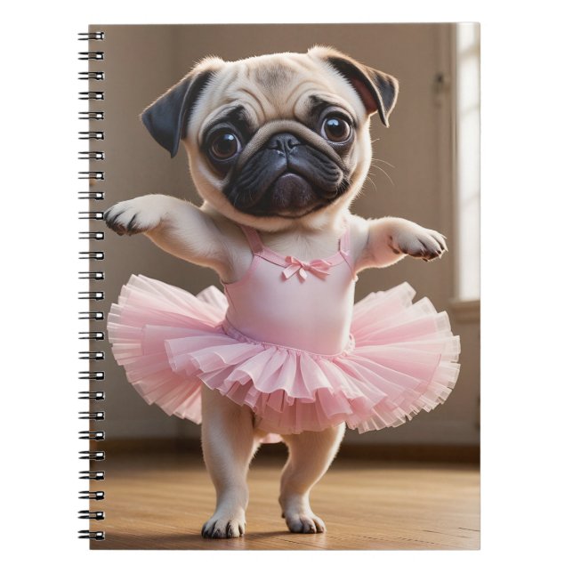 Caderno Espiral Pug Ballerina (Frente)