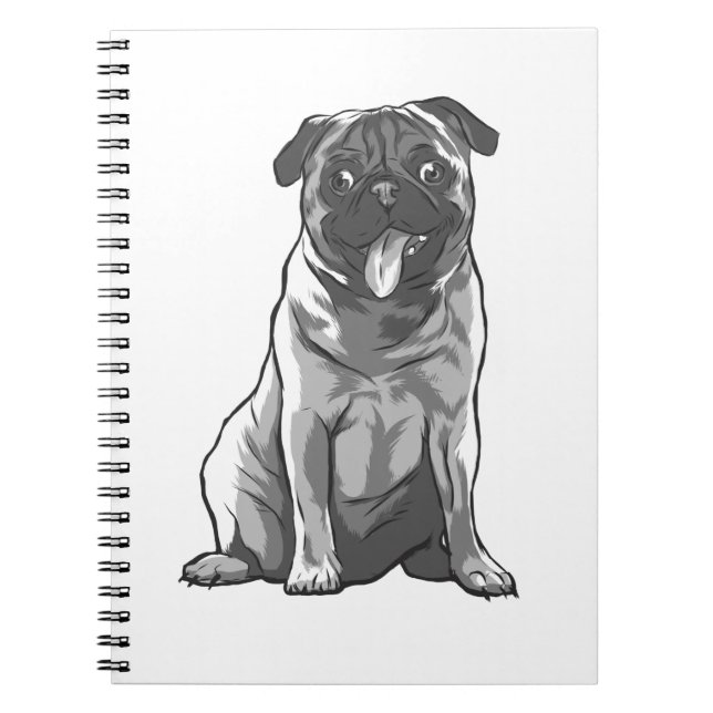 Caderno Espiral Pug bonito com bom humor (Frente)