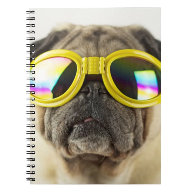 Caderno Espiral Pug com óculos (Frente)
