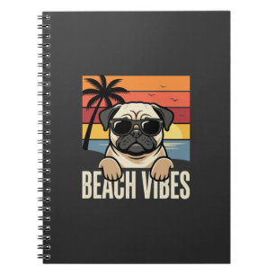 Caderno Espiral Pug Dog Vibrações da Praia Pôr do Sol