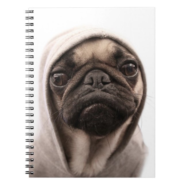 Caderno Espiral Pug em um Hoodie (Frente)