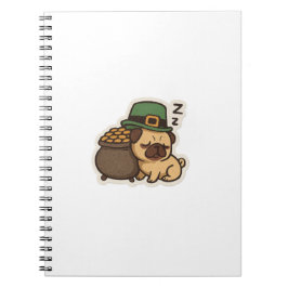 Caderno Espiral Pug engraçado dia de São Patrício