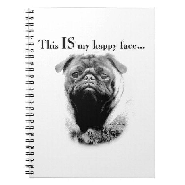 Caderno Espiral Pug Happy Face (Frente)