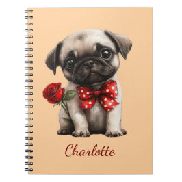 Caderno Espiral Pug Personalizado com Nome Personalizado