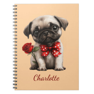 Caderno Espiral Pug Personalizado com Nome Personalizado