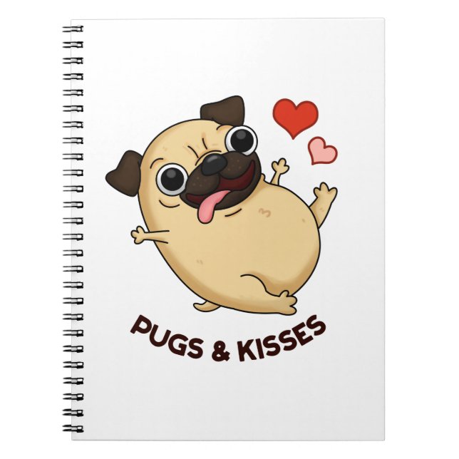 Caderno Espiral Pugs E Beijos Piada Engraçada De Cachorro  (Frente)