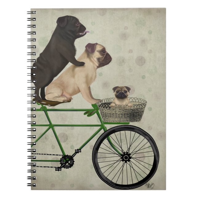Caderno Espiral Pugs na Bicicleta (Frente)