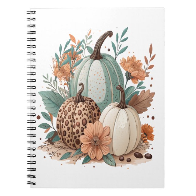 Caderno Espiral Pumpkin Boho Floral (Frente)