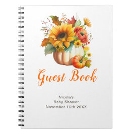 Caderno Espiral Pumpkin Flower Bouquet Baby Shower Guest Book