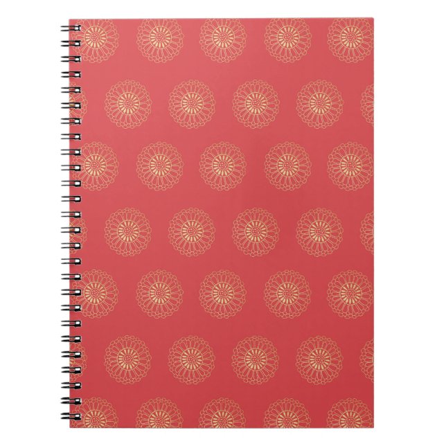 Caderno Espiral Pumpkin | Golden Zinnia Flower Medallions (Frente)