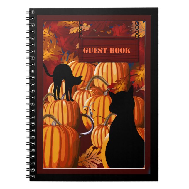 Caderno Espiral Pumpkin Patch Cats Halloween Festa de Halloween (Frente)