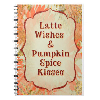 Caderno Espiral Pumpkin Spice Kisses - Cartão de Saudação de Outon