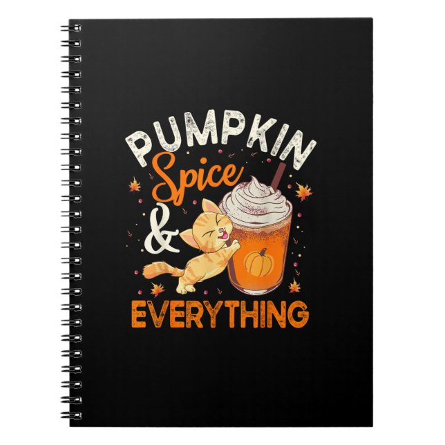 Caderno Espiral Pumpkin Spice Tudo Camisa Gato Fato De Gato Fora D (Frente)