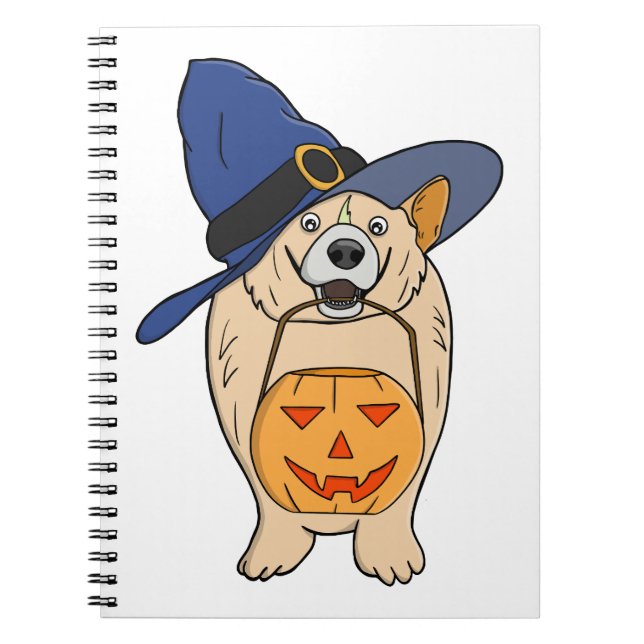Caderno Espiral Pumpkin Witch Dog (Frente)