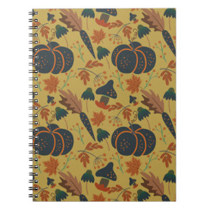 Caderno Espiral Pumpkins and carrots seamless pattern