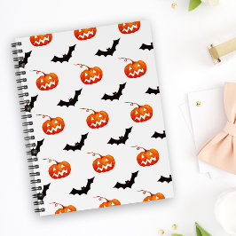 Caderno Espiral Pumpkins e Morcegos, Truque ou Tratar, Boo