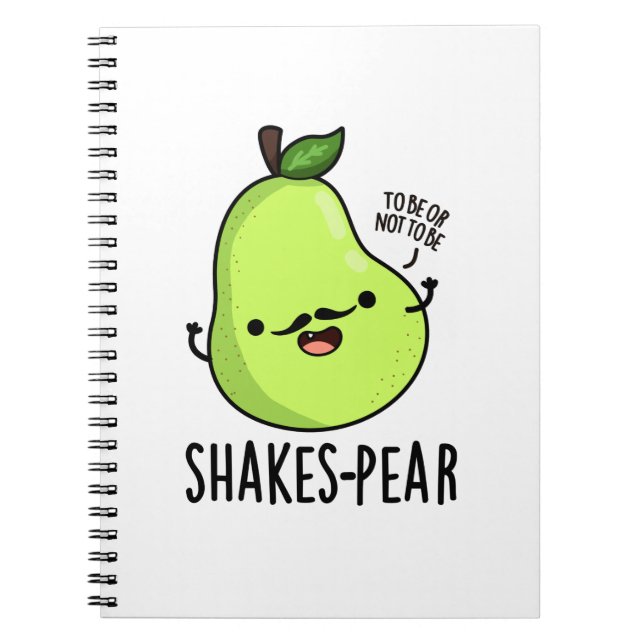 Caderno Espiral Pun de Fruta Pera Divertida Shakes-pear (Frente)