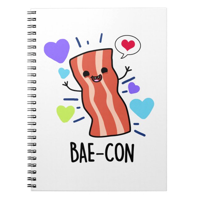Caderno Espiral Punho engraçado de bacon Bae-con  (Frente)