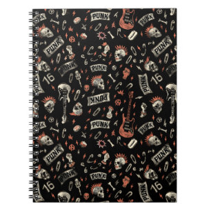 Caderno Espiral Punk Rock Pattern - Negrito e rebelde