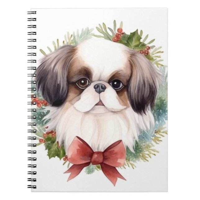Caderno Espiral Pup Festivo Festivo Chin Christmas (Frente)