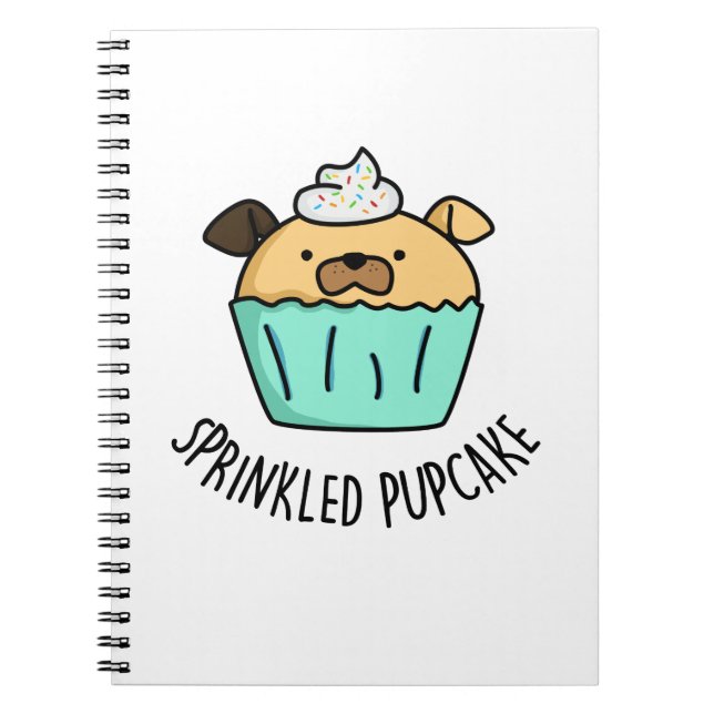 Caderno Espiral Pupcake Salpicado Piada Engraçada de Cupcake de Ca (Frente)
