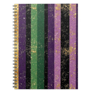 CADERNO ESPIRAL PURPEN GREEN DOURADO GLITTER OLHA PARA AS STRIPES