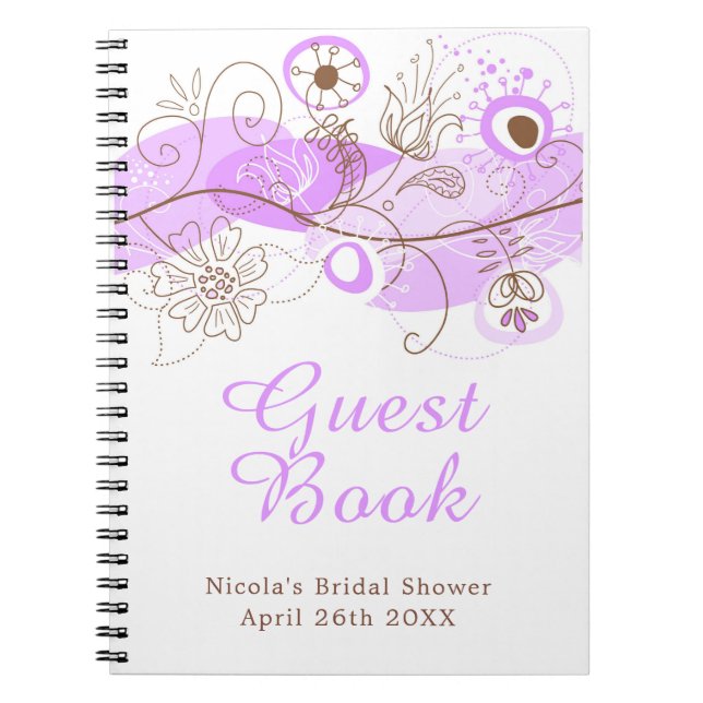 Caderno Espiral Purple Floral Twist Bridal Shower (Frente)