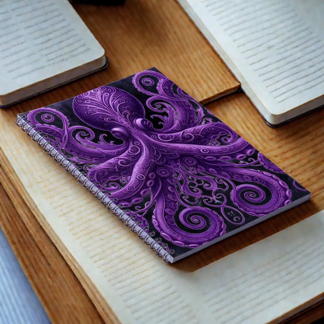 Caderno Espiral Purple Octopus Victorian Steampunk Kraken  (Criador carregado)