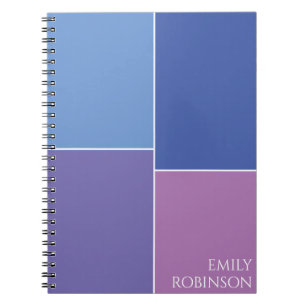Caderno Espiral Púrpura Azul de Bloco de Cores Personalizado