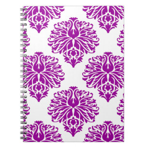 Caderno Espiral Púrpura Damask Elegante