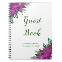 Púrpura de Natal Poinsettia Livro de convidados