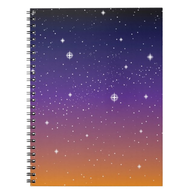 Caderno Espiral Púrpura e Dourada Starry Sunset (Frente)