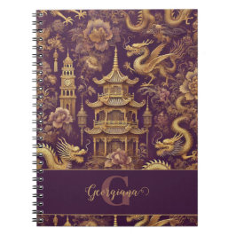 Caderno Espiral Púrpura Personalizada e Chinoiserie Victoriana Dou