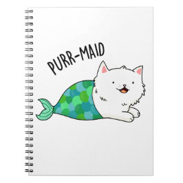 Caderno Espiral Purr-maid Gatinho Engraçado Gato Sereia Trocadilho