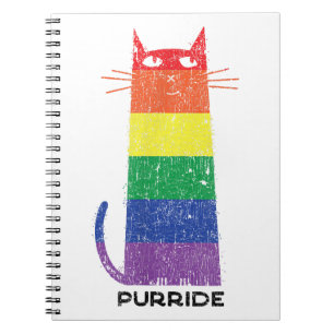 Caderno Espiral Purride Shirt LGBT Orgulho gay Engraçado Gato Dize