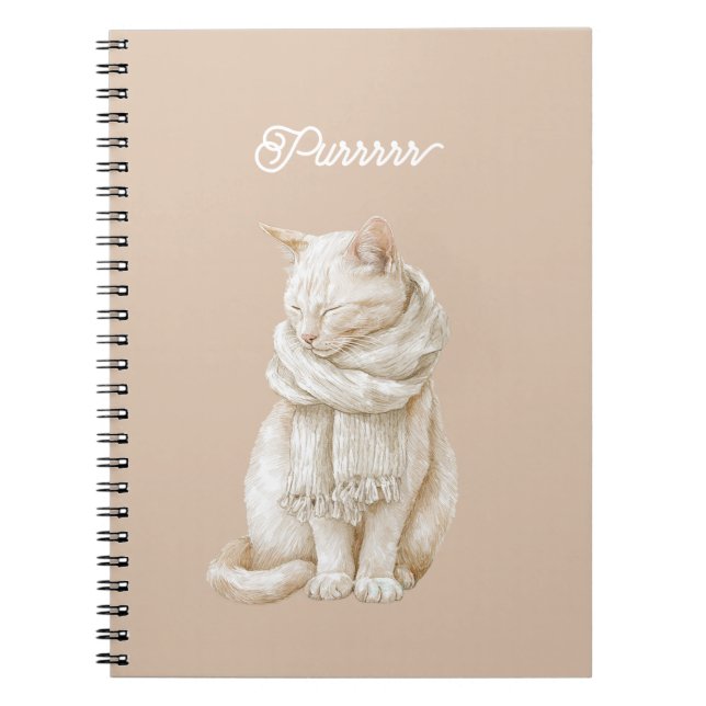Caderno Espiral Purring Cream White Cat (Frente)