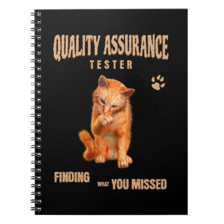 Caderno Espiral QA Tester Cat Humor