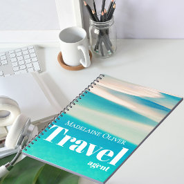 Caderno Espiral QR Viagem Ocean Beach Sea Modern Blue