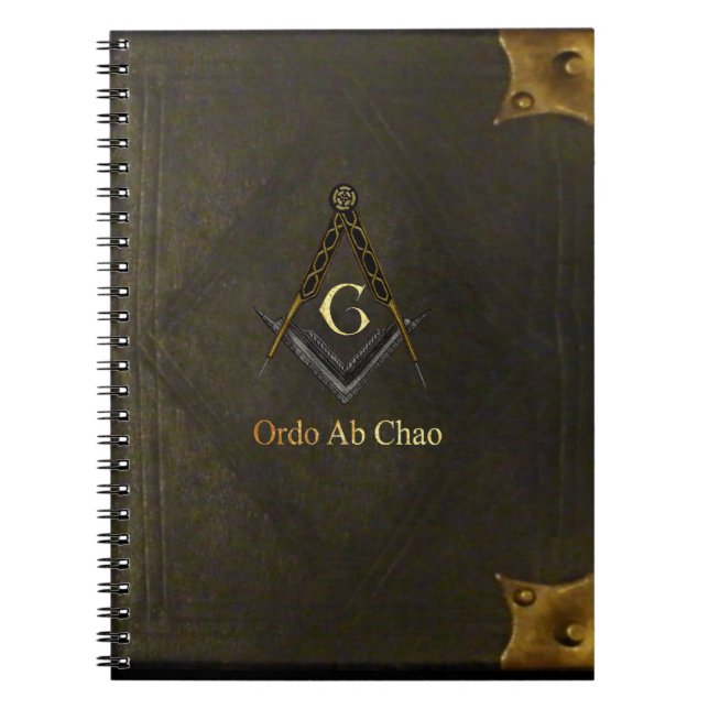 Caderno Espiral Quadrado e compasso com todo o olho de vista (Frente)