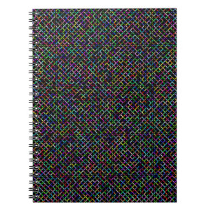 Caderno Espiral quadrados coloridos padrão vibratório único geomét