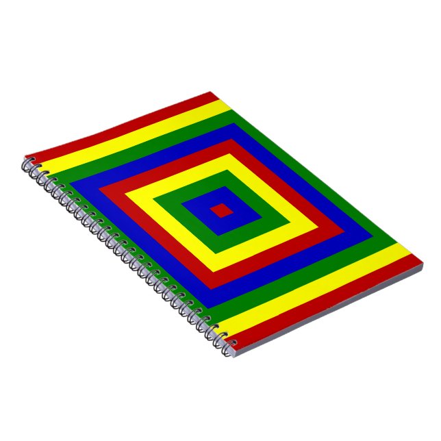 Caderno Espiral Quadrados de Camadas de Cores Principais (Lado Direito)