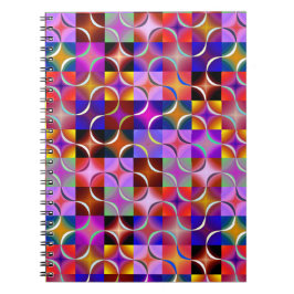 Caderno Espiral Quadrados Geométricos Multicoloridos