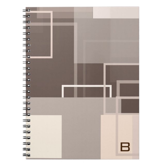 Caderno Espiral Quadrados Geométricos - Notebook com Creme de Choc (Frente)