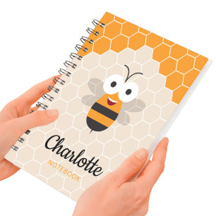 Caderno Espiral Quadrinho Divertido Abelha Mel Favo de Mel