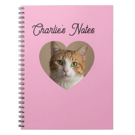 Caderno Espiral  Quadro de Coração de Gato de Estimação Personaliz