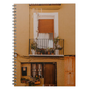 CADERNO ESPIRAL QUADRO DE JANELA DE MADEIRA MARCADA COM PLANTAS VE