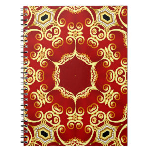 Caderno Espiral quadro decorativo de ilustração com padrão dour