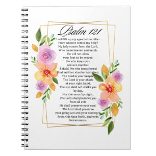 Caderno Espiral Quadro Geométrico Floral Psalm 121